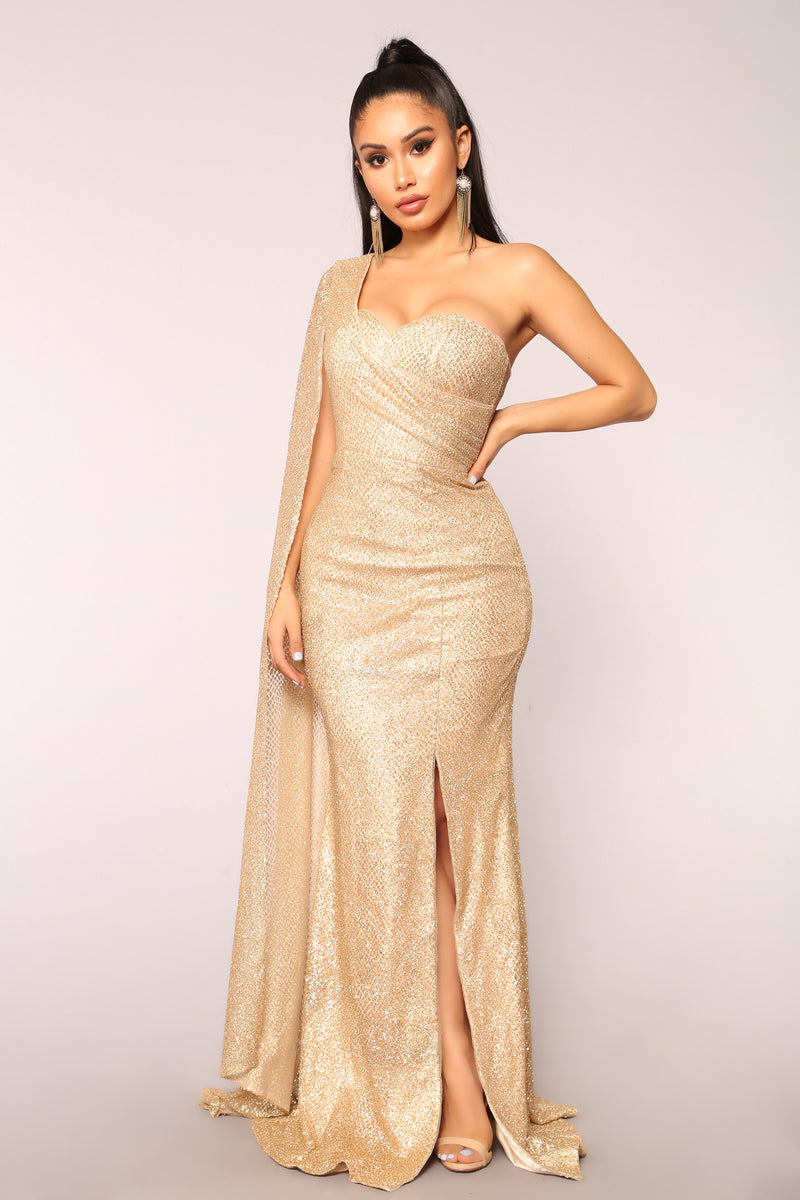 Golden Era Glitter Dress - Gold ...